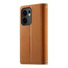 For OPPO Reno13 F 4G / 5G Stitching Multi-card Zipper Wallet Leather Phone Case with Short Strap(Brown) - 3