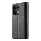 For OPPO Reno13 Pro Global Stitching Multi-card Zipper Wallet Leather Phone Case with Short Strap(Black) - 3