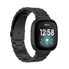 For Fitbit Versa 4 / 3 / Sense / Sense 2 Tri-beads Flat Buckle Titanium Alloy Watch Band(Black) - 1