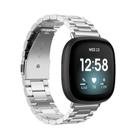 For Fitbit Versa 4 / 3 / Sense / Sense 2 Tri-beads Flat Buckle Titanium Alloy Watch Band(Silver) - 1