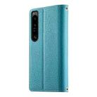 For Sony Xperia 1 IV Stitching Multi-card Zipper Wallet Leather Phone Case with Short Strap(Blue) - 3