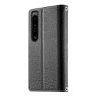For Sony Xperia 1 IV Stitching Multi-card Zipper Wallet Leather Phone Case with Short Strap(Black) - 3