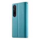 For Sony Xperia 1 V Stitching Multi-card Zipper Wallet Leather Phone Case with Short Strap(Blue) - 3