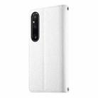For Sony Xperia 1 V Stitching Multi-card Zipper Wallet Leather Phone Case with Short Strap(White) - 3