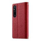 For Sony Xperia 1 V Stitching Multi-card Zipper Wallet Leather Phone Case with Short Strap(Red) - 3