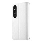 For Sony Xperia 1 VI Stitching Multi-card Zipper Wallet Leather Phone Case with Short Strap(White) - 3