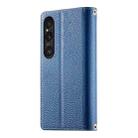 For Sony Xperia 1 VI Stitching Multi-card Zipper Wallet Leather Phone Case with Short Strap(Dark Blue) - 3