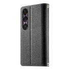 For Sony Xperia 1 VII Stitching Multi-card Zipper Wallet Leather Phone Case with Short Strap(Black) - 3