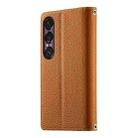 For Sony Xperia 1 VII Stitching Multi-card Zipper Wallet Leather Phone Case with Short Strap(Brown) - 3