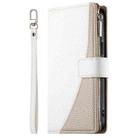 For Sony Xperia 1 VII Stitching Multi-card Zipper Wallet Leather Phone Case with Short Strap(White) - 2
