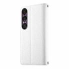 For Sony Xperia 1 VII Stitching Multi-card Zipper Wallet Leather Phone Case with Short Strap(White) - 3