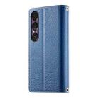 For Sony Xperia 1 VII Stitching Multi-card Zipper Wallet Leather Phone Case with Short Strap(Dark Blue) - 3