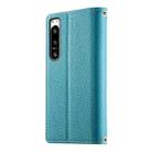 For Sony Xperia 5 IV Stitching Multi-card Zipper Wallet Leather Phone Case with Short Strap(Blue) - 3