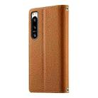 For Sony Xperia 5 IV Stitching Multi-card Zipper Wallet Leather Phone Case with Short Strap(Brown) - 3