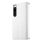 For Sony Xperia 5 IV Stitching Multi-card Zipper Wallet Leather Phone Case with Short Strap(White) - 3