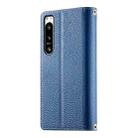 For Sony Xperia 5 IV Stitching Multi-card Zipper Wallet Leather Phone Case with Short Strap(Dark Blue) - 3