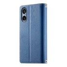 For Sony Xperia 5 V Stitching Multi-card Zipper Wallet Leather Phone Case with Short Strap(Dark Blue) - 3