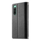 For Sony Xperia 10 IV Stitching Multi-card Zipper Wallet Leather Phone Case with Short Strap(Black) - 3