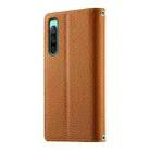 For Sony Xperia 10 IV Stitching Multi-card Zipper Wallet Leather Phone Case with Short Strap(Brown) - 3
