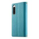 For Sony Xperia 10 V Stitching Multi-card Zipper Wallet Leather Phone Case with Short Strap(Blue) - 3
