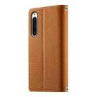 For Sony Xperia 10 V Stitching Multi-card Zipper Wallet Leather Phone Case with Short Strap(Brown) - 3