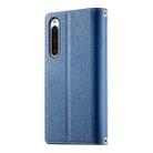 For Sony Xperia 10 V Stitching Multi-card Zipper Wallet Leather Phone Case with Short Strap(Dark Blue) - 3