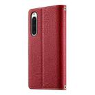 For Sony Xperia 10 V Stitching Multi-card Zipper Wallet Leather Phone Case with Short Strap(Red) - 3