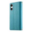 For Sony Xperia 10 VI Stitching Multi-card Zipper Wallet Leather Phone Case with Short Strap(Blue) - 3