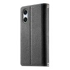 For Sony Xperia 10 VI Stitching Multi-card Zipper Wallet Leather Phone Case with Short Strap(Black) - 3