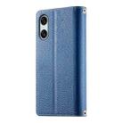 For Sony Xperia 10 VI Stitching Multi-card Zipper Wallet Leather Phone Case with Short Strap(Dark Blue) - 3