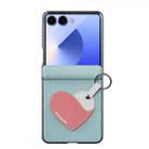 For Samsung Galaxy Z Flip7 5G DUX DUCIS LUVY Series Folding Phone Case with Finger Ring Buckle(Teal Heart) - 2