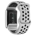 For WHOOP 4.0 Hole Style Butterfly Buckle Two Color Silicone Watch Band(Light Grey Black) - 2