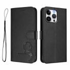 For iPhone 16 Pro Max Litter Panda Embossing RFID Leather Phone Case with Lanyard(Black) - 2