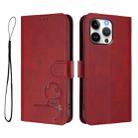 For iPhone 16 Pro Max Litter Panda Embossing RFID Leather Phone Case with Lanyard(Wine Red) - 2