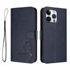 For iPhone 16 Pro Max Litter Panda Embossing RFID Leather Phone Case with Lanyard(Blue) - 2
