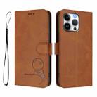 For iPhone 16 Pro Max Litter Panda Embossing RFID Leather Phone Case with Lanyard(Brown) - 2