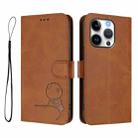 For iPhone 16 Pro Litter Panda Embossing RFID Leather Phone Case with Lanyard(Brown) - 2
