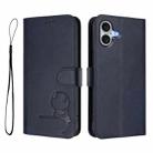 For iPhone 16 Plus Litter Panda Embossing RFID Leather Phone Case with Lanyard(Blue) - 2