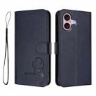 For iPhone 16 Litter Panda Embossing RFID Leather Phone Case with Lanyard(Blue) - 2