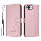 For iPhone 16e Litter Panda Embossing RFID Leather Phone Case with Lanyard(Pink) - 2