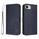 For iPhone 16e Litter Panda Embossing RFID Leather Phone Case with Lanyard(Blue) - 2