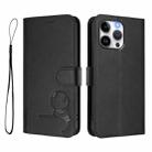 For iPhone 15 Pro Max Litter Panda Embossing RFID Leather Phone Case with Lanyard(Black) - 2