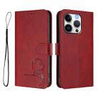 For iPhone 15 Pro Litter Panda Embossing RFID Leather Phone Case with Lanyard(Wine Red) - 2