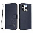 For iPhone 15 Pro Litter Panda Embossing RFID Leather Phone Case with Lanyard(Blue) - 2