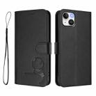 For iPhone 15 Plus Litter Panda Embossing RFID Leather Phone Case with Lanyard(Black) - 2