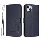 For iPhone 14 Plus Litter Panda Embossing RFID Leather Phone Case with Lanyard(Blue) - 2