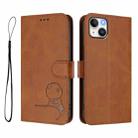 For iPhone 14 Plus Litter Panda Embossing RFID Leather Phone Case with Lanyard(Brown) - 2