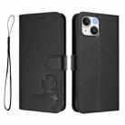 For iPhone 14 / 13 Litter Panda Embossing RFID Leather Phone Case with Lanyard(Black) - 2