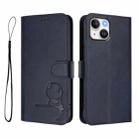 For iPhone 14 / 13 Litter Panda Embossing RFID Leather Phone Case with Lanyard(Blue) - 2