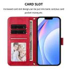 For iPhone 14 / 13 Litter Panda Embossing RFID Leather Phone Case with Lanyard(Rose Red) - 3